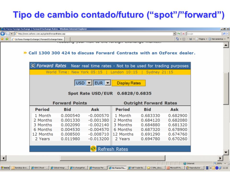 Tipo de cambio contado/futuro ( spot / forward )