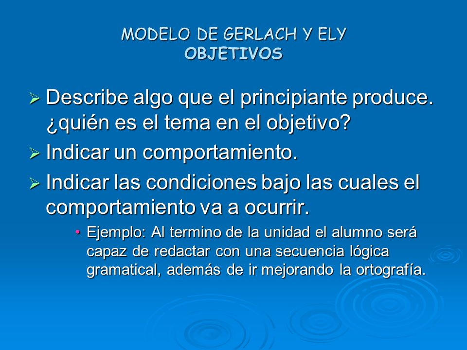 MODELO DE GERLACH Y ELY OBJETIVOS