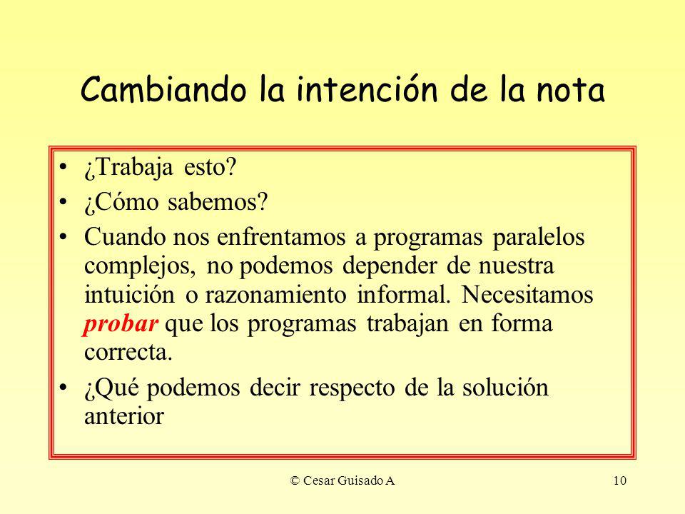 Cambiando la intención de la nota