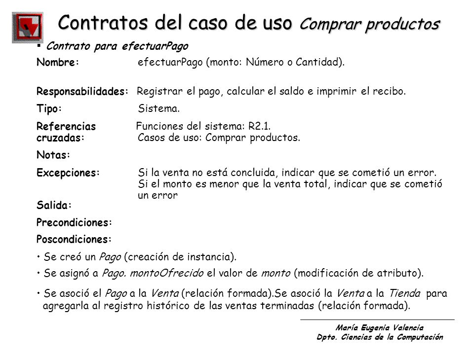 Contratos del caso de uso Comprar productos
