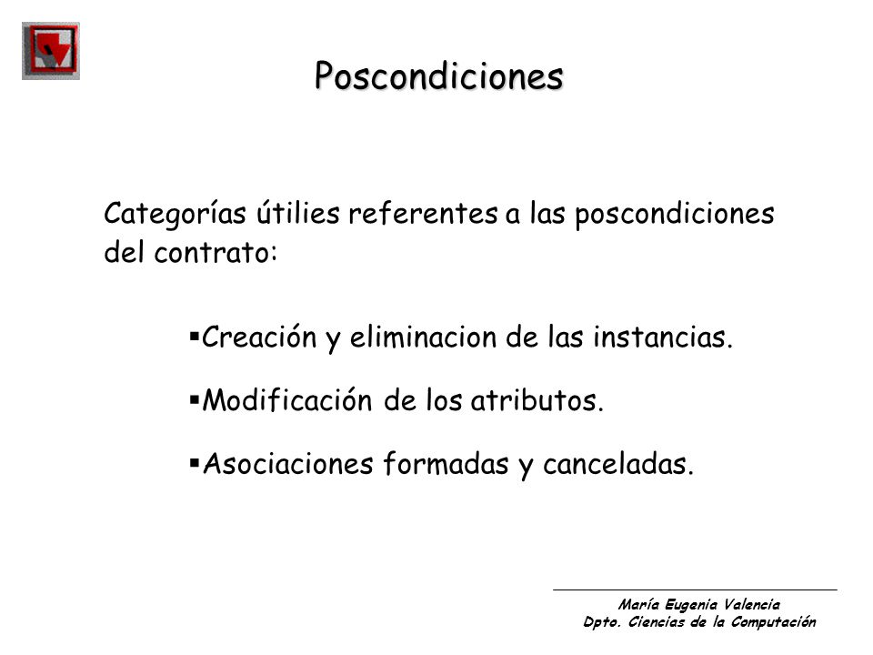 Poscondiciones Categorías útilies referentes a las poscondiciones del contrato: Creación y eliminacion de las instancias.