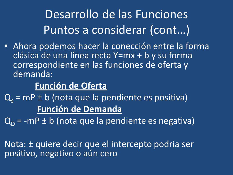 Desarrollo de las Funciones Puntos a considerar (cont…)