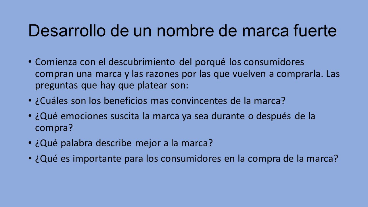 Desarrollo de un nombre de marca fuerte