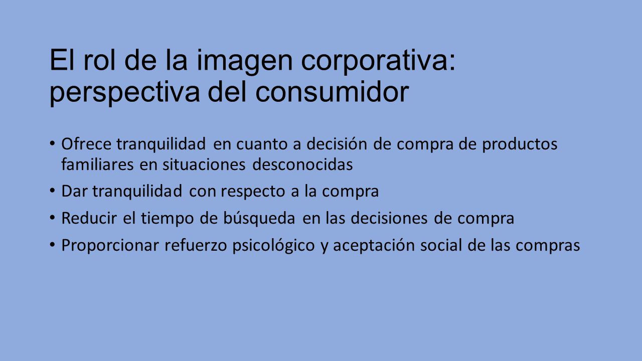 El rol de la imagen corporativa: perspectiva del consumidor