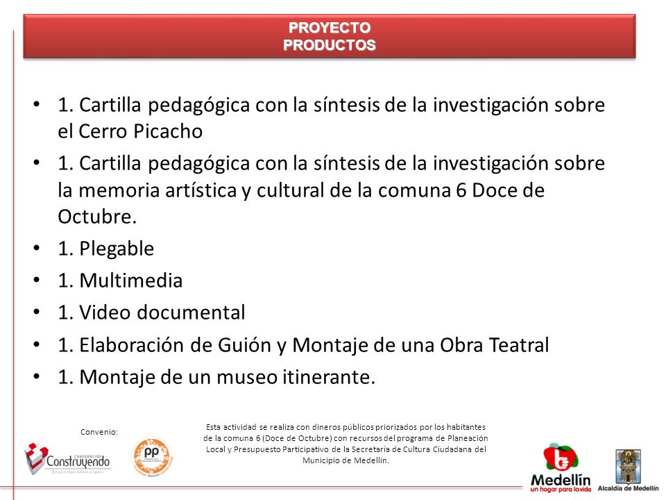 1. Elaboración de Guión y Montaje de una Obra Teatral