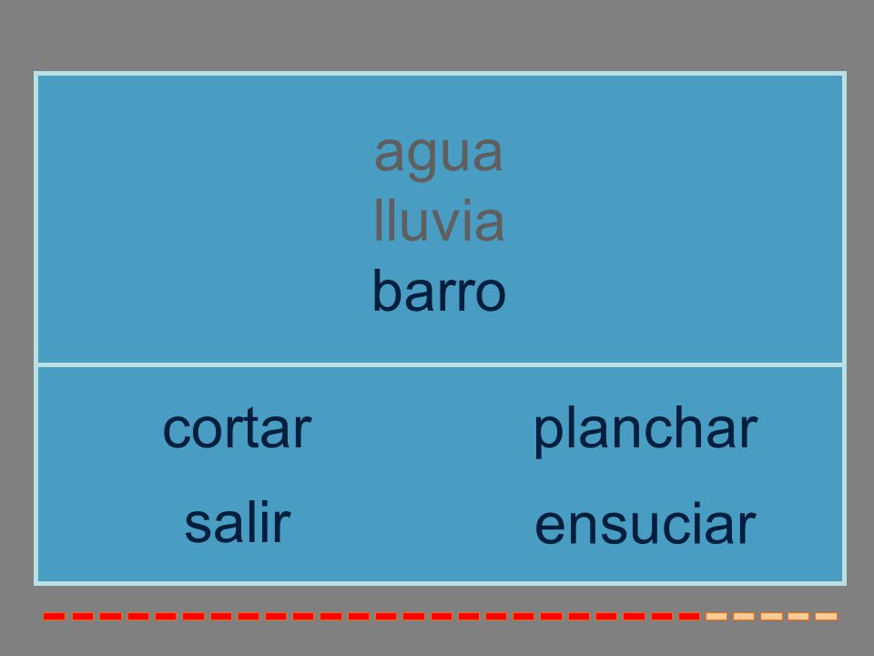 agua lluvia barro cortar planchar salir ensuciar
