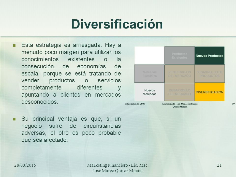 Marketing Financiero - Lic. Msc. Jose Marco Quiroz Mihaic.