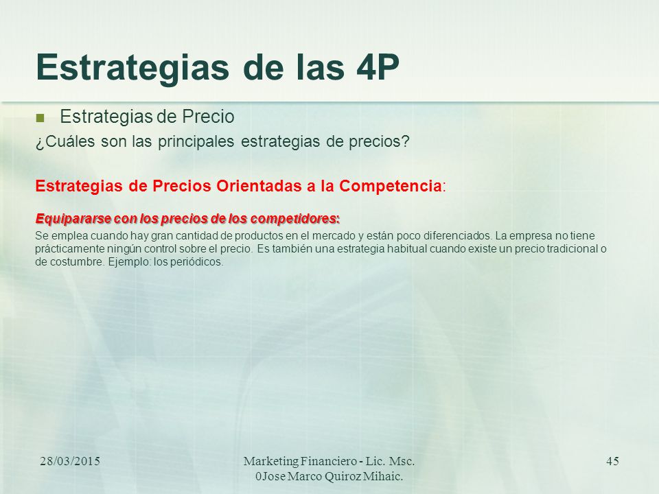 Marketing Financiero - Lic. Msc. 0Jose Marco Quiroz Mihaic.