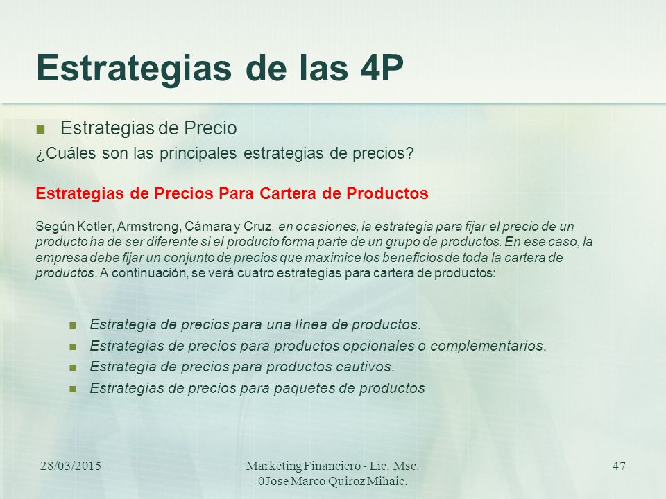 Marketing Financiero - Lic. Msc. 0Jose Marco Quiroz Mihaic.