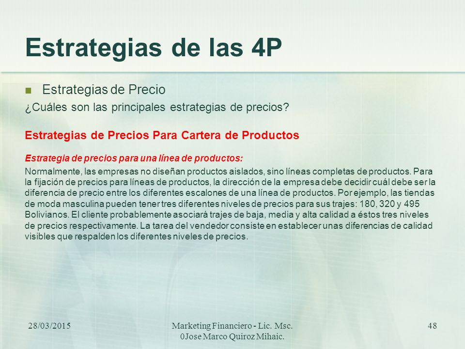 Marketing Financiero - Lic. Msc. 0Jose Marco Quiroz Mihaic.