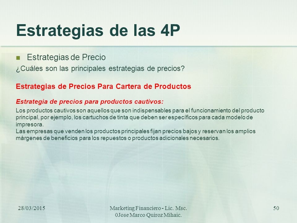 Marketing Financiero - Lic. Msc. 0Jose Marco Quiroz Mihaic.