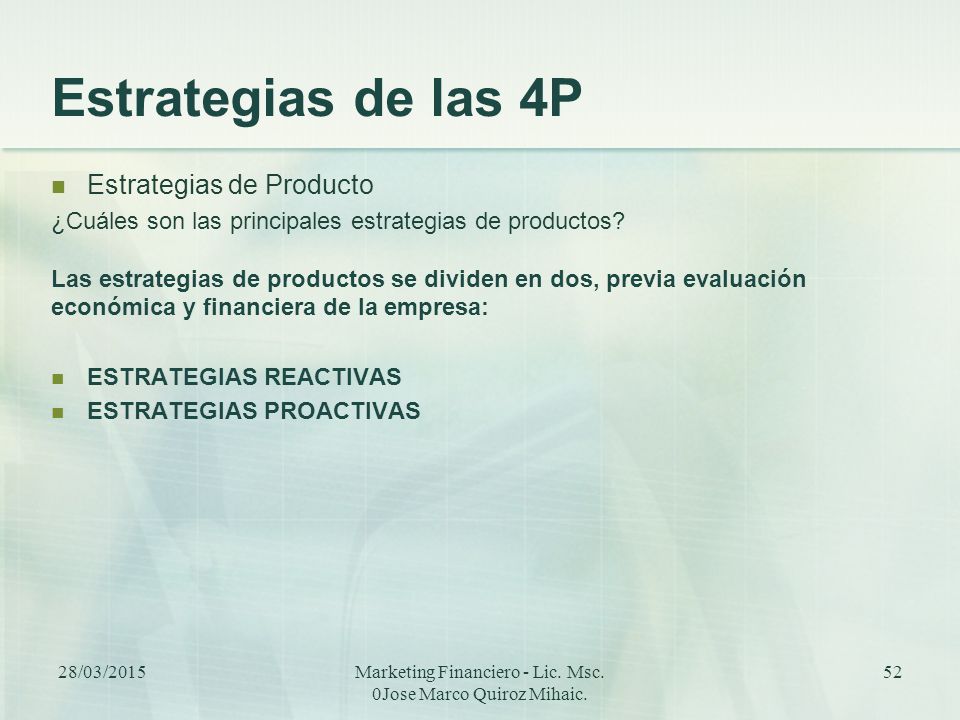Marketing Financiero - Lic. Msc. 0Jose Marco Quiroz Mihaic.