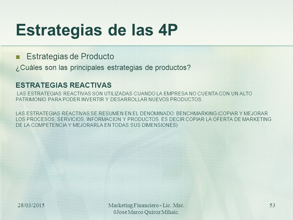 Marketing Financiero - Lic. Msc. 0Jose Marco Quiroz Mihaic.
