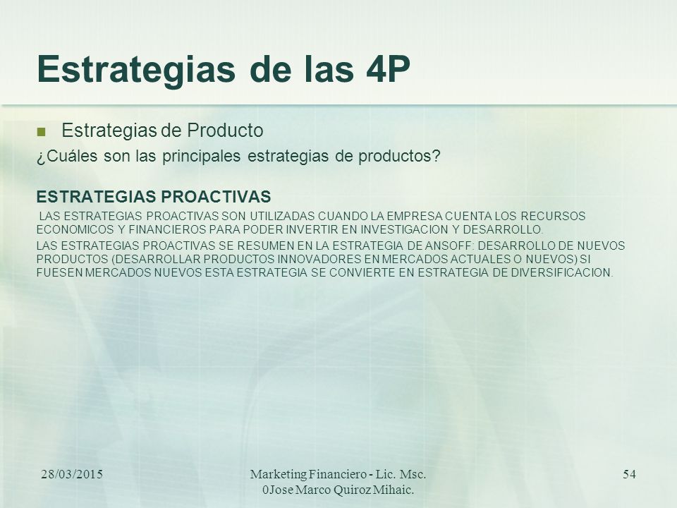 Marketing Financiero - Lic. Msc. 0Jose Marco Quiroz Mihaic.