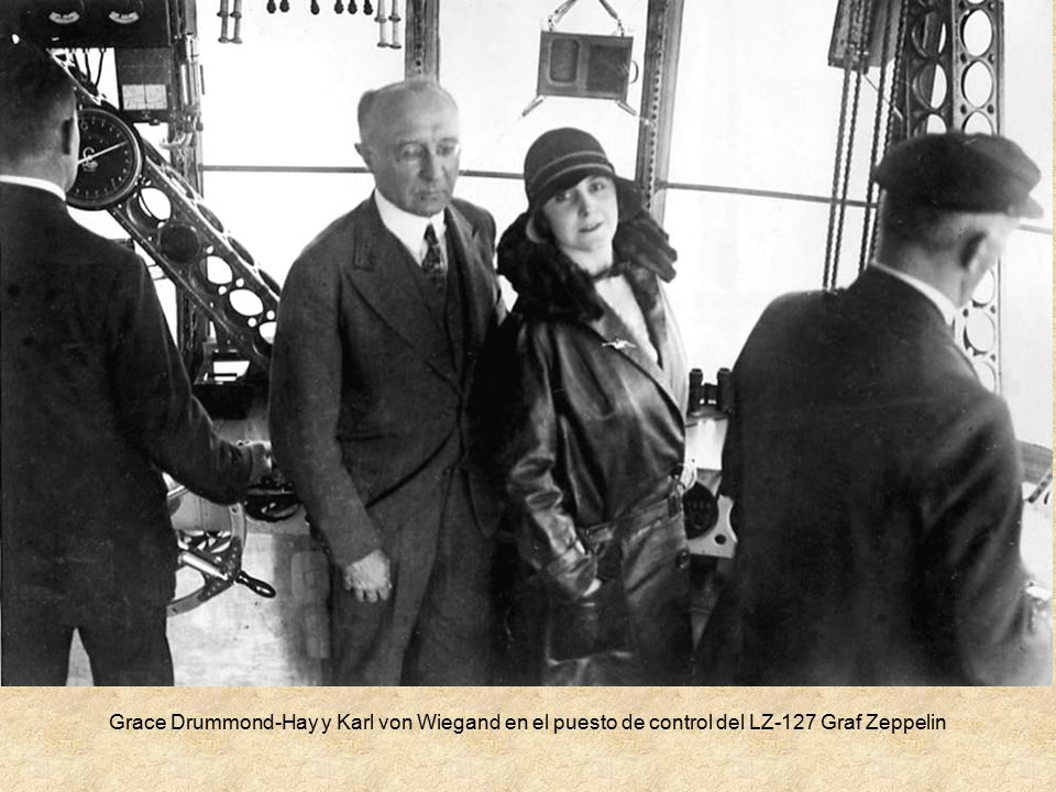 Grace Drummond-Hay y Karl von Wiegand en el puesto de control del LZ-127 Graf Zeppelin