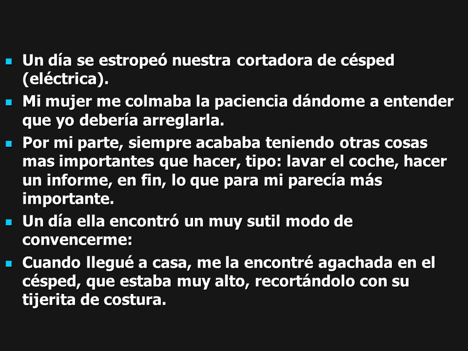 Un día se estropeó nuestra cortadora de césped (eléctrica).