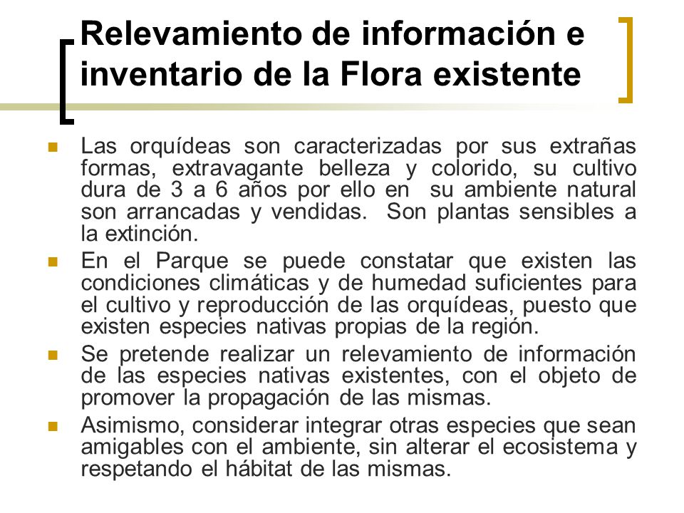 Relevamiento de información e inventario de la Flora existente