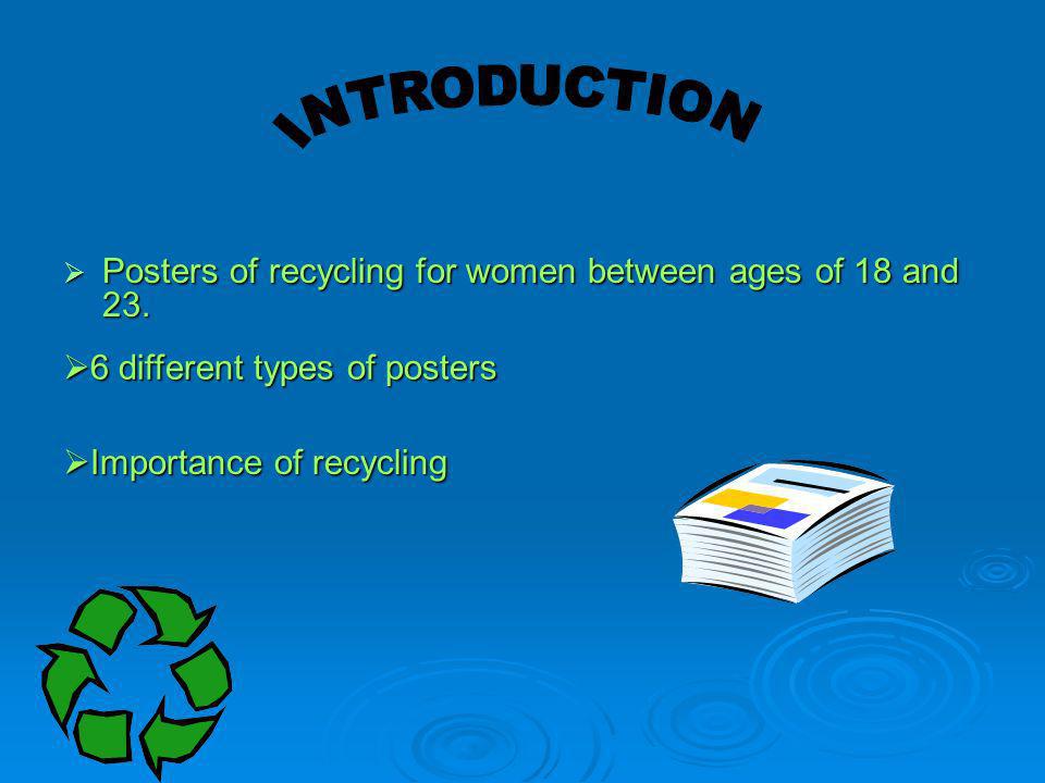 INTRODUCTION Posters of recycling for women between ages of 18 and 23.