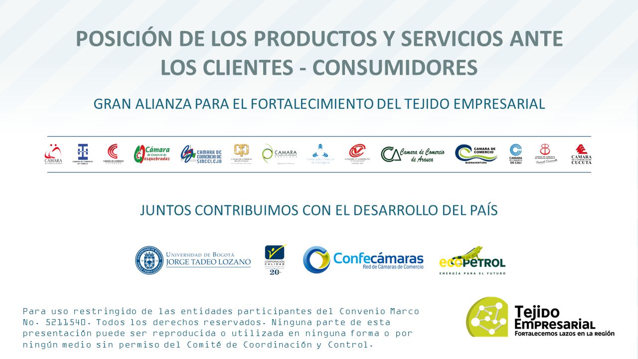 POSICIÓN DE LOS PRODUCTOS Y SERVICIOS ANTE LOS CLIENTES - CONSUMIDORES