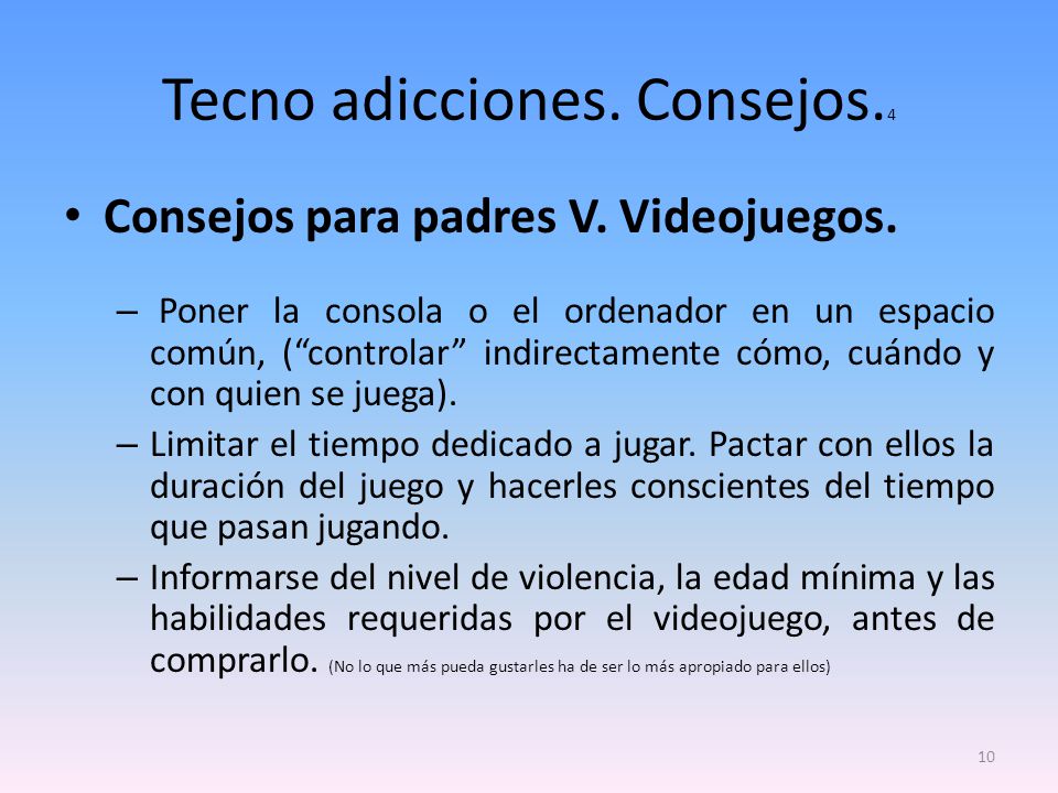 Tecno adicciones. Consejos.4