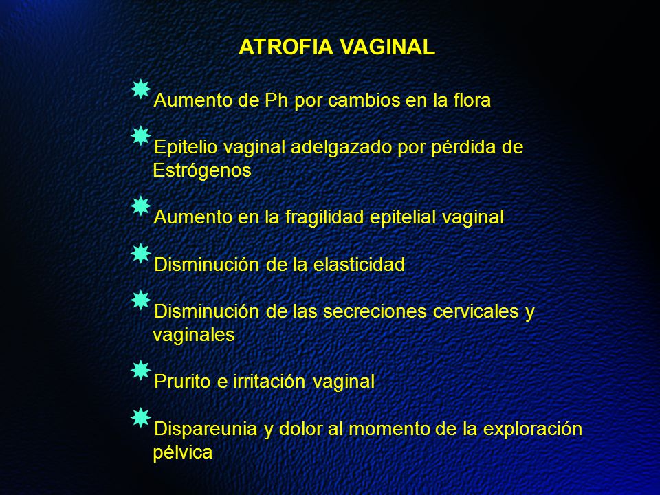 ATROFIA VAGINAL Aumento de Ph por cambios en la flora