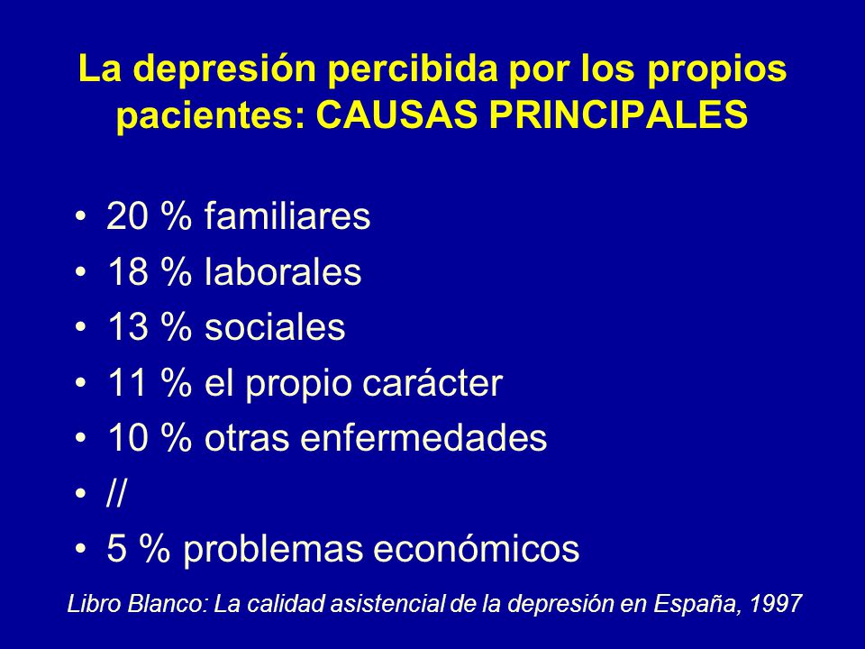 La depresión percibida por los propios pacientes: CAUSAS PRINCIPALES