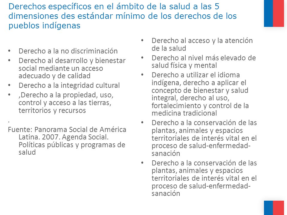 Derechos específicos en el ámbito de la salud a las 5 dimensiones des estándar mínimo de los derechos de los pueblos indígenas