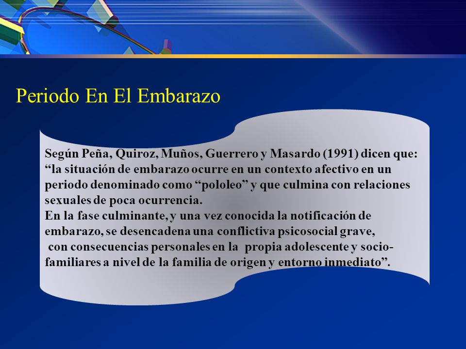 Periodo En El Embarazo Según Peña, Quiroz, Muños, Guerrero y Masardo (1991) dicen que: