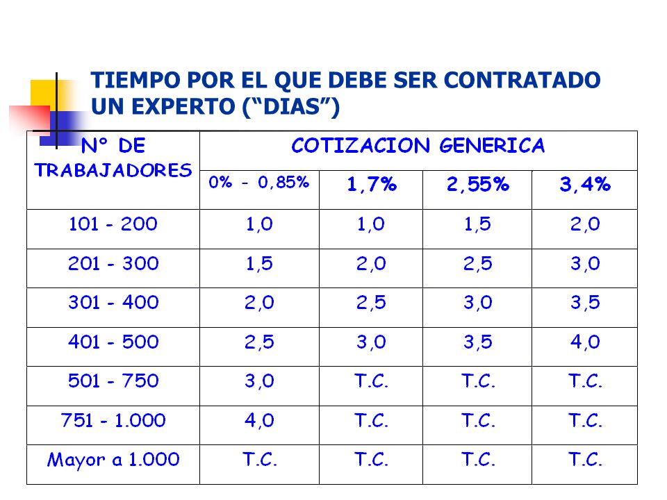TIEMPO POR EL QUE DEBE SER CONTRATADO UN EXPERTO ( DIAS )