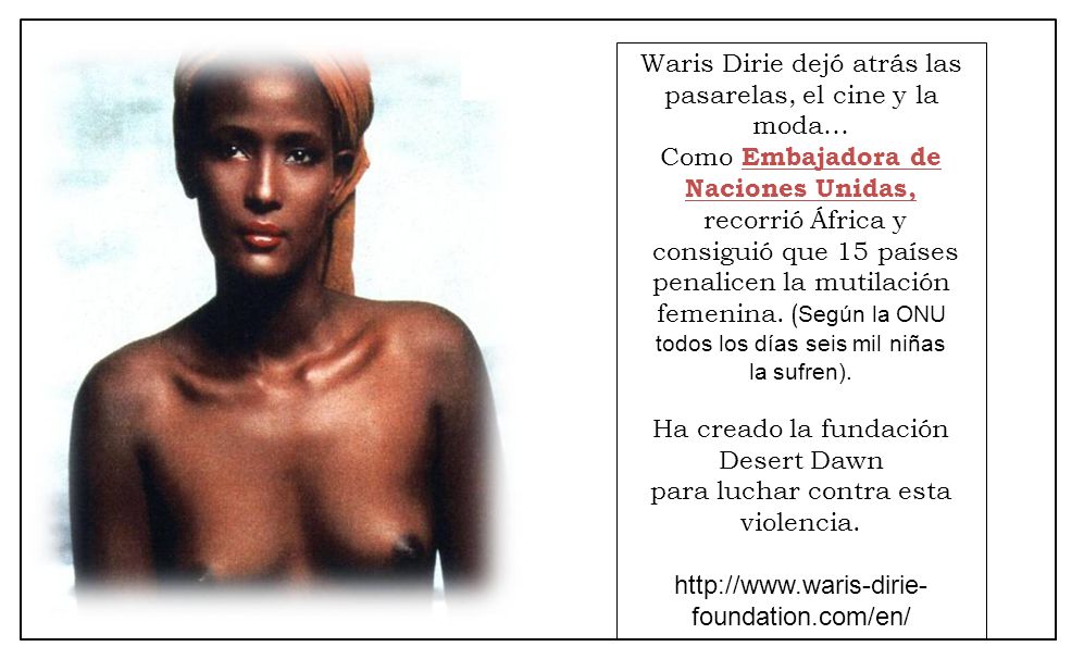 Waris Dirie dejó atrás las pasarelas, el cine y la moda…