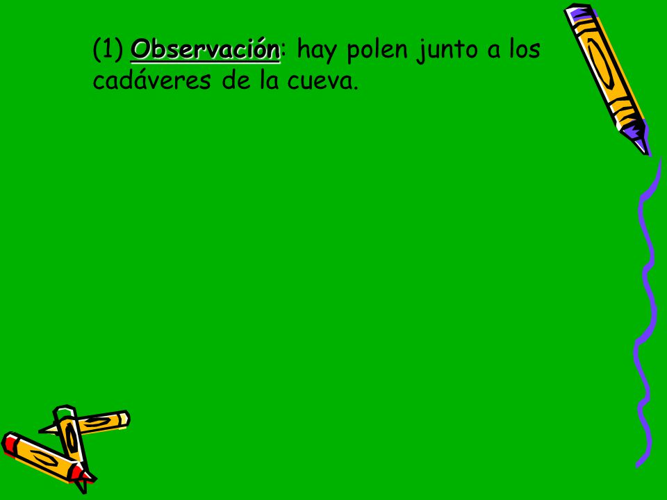 (1) Observación: hay polen junto a los cadáveres de la cueva.