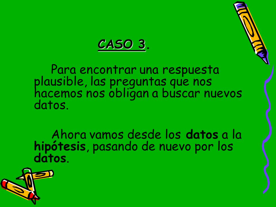 CASO 3. Para encontrar una respuesta plausible, las preguntas que nos hacemos nos obligan a buscar nuevos datos.