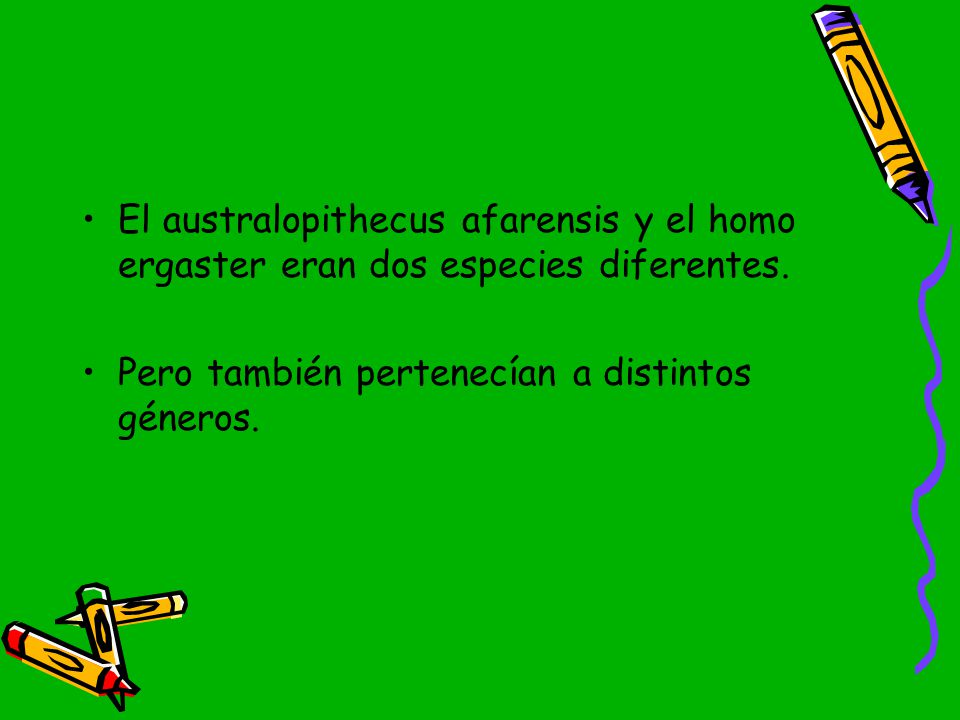 El australopithecus afarensis y el homo ergaster eran dos especies diferentes.