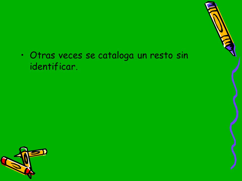 Otras veces se cataloga un resto sin identificar.
