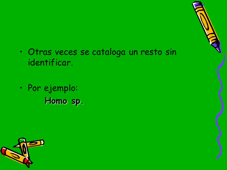Otras veces se cataloga un resto sin identificar.