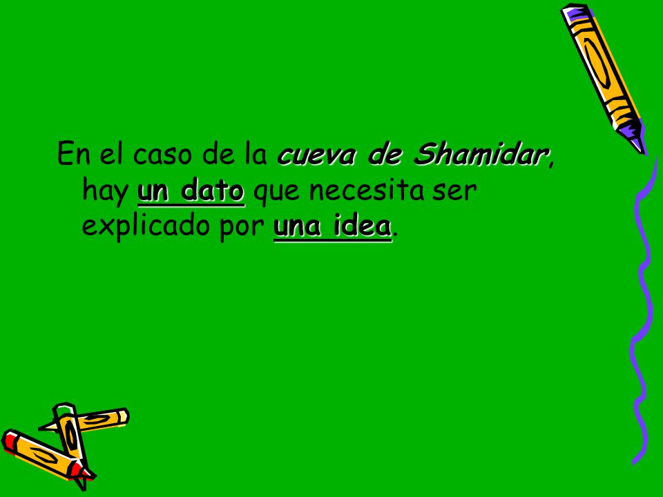 En el caso de la cueva de Shamidar, hay un dato que necesita ser explicado por una idea.