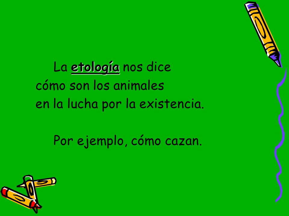 La etología nos dice cómo son los animales en la lucha por la existencia. Por ejemplo, cómo cazan.