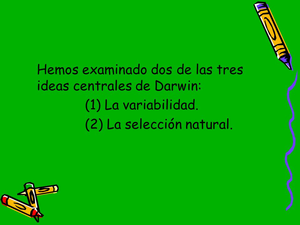 Hemos examinado dos de las tres ideas centrales de Darwin: