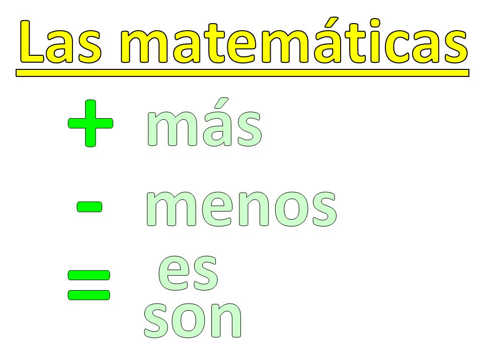 Las matemáticas + más - menos = es son