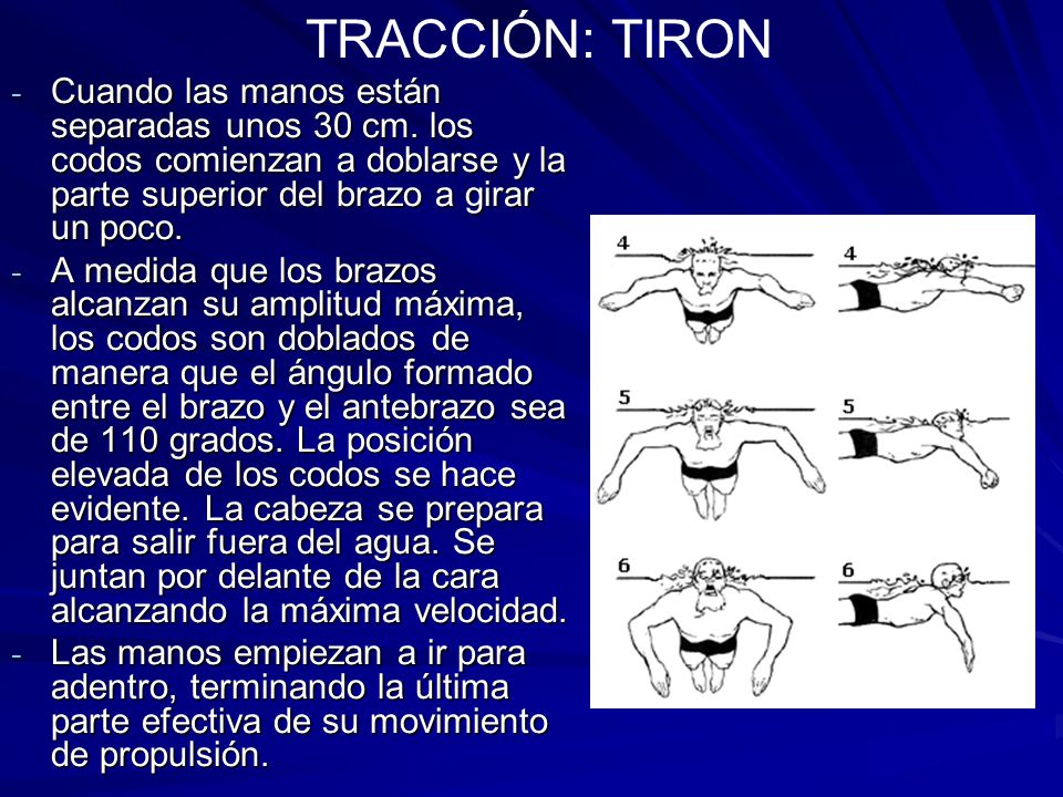TRACCIÓN: TIRON Cuando las manos están separadas unos 30 cm. los codos comienzan a doblarse y la parte superior del brazo a girar un poco.