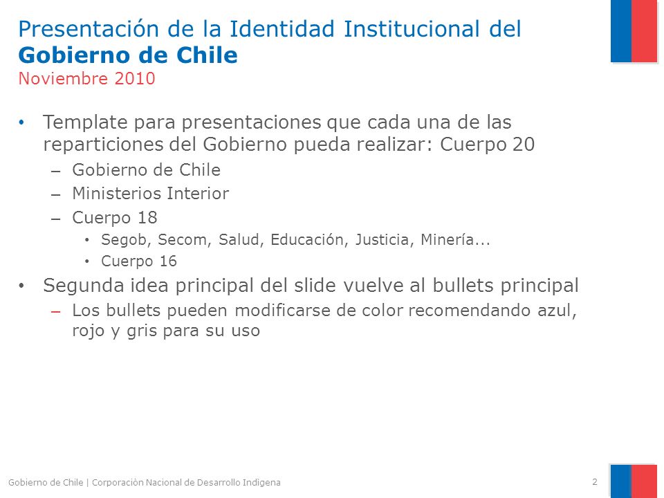 Presentación de la Identidad Institucional del Gobierno de Chile Noviembre 2010