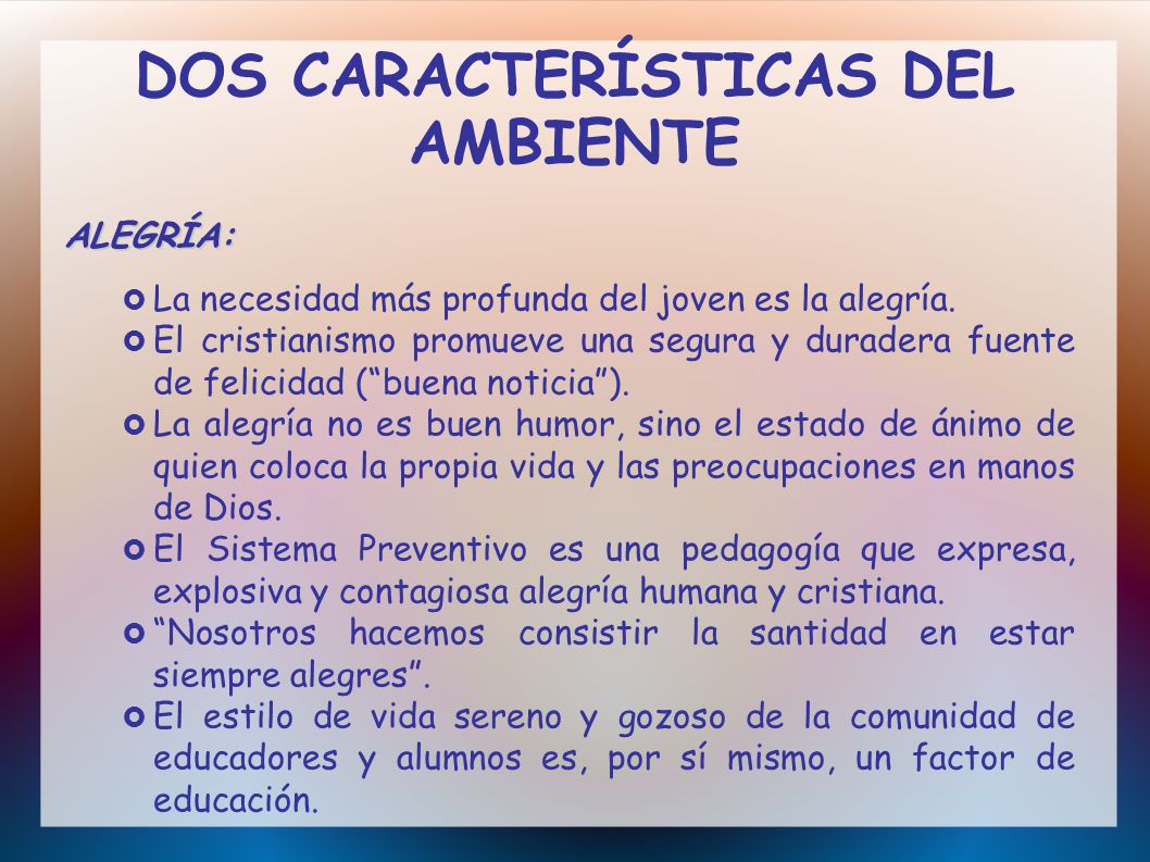 DOS CARACTERÍSTICAS DEL AMBIENTE