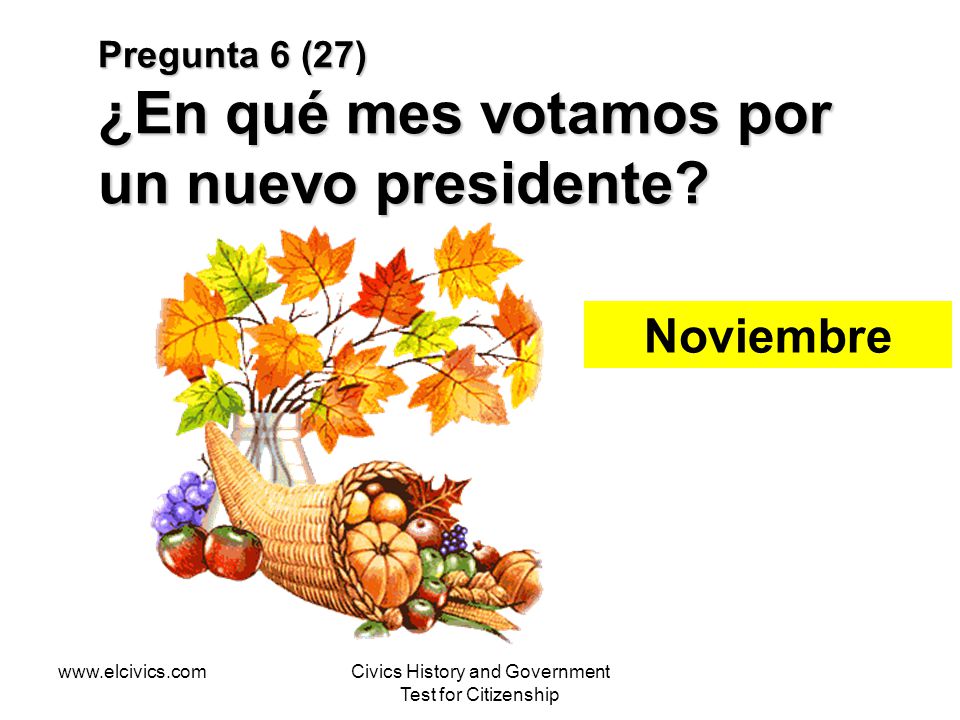 Pregunta 6 (27) ¿En qué mes votamos por un nuevo presidente