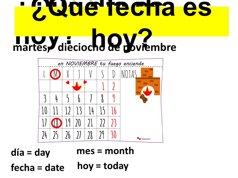 ¿Qué día es hoy ¿Qué fecha es hoy martes, dieciocho de noviembre
