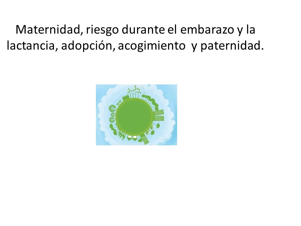 Maternidad, riesgo durante el embarazo y la lactancia, adopción, acogimiento y paternidad.