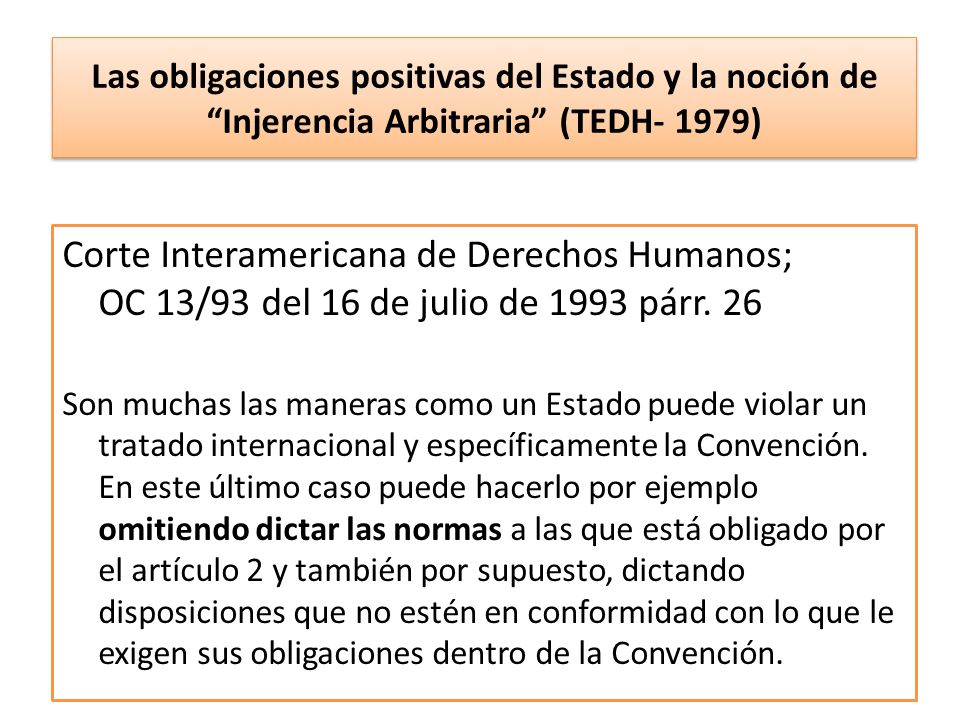 Las obligaciones positivas del Estado y la noción de Injerencia Arbitraria (TEDH- 1979)