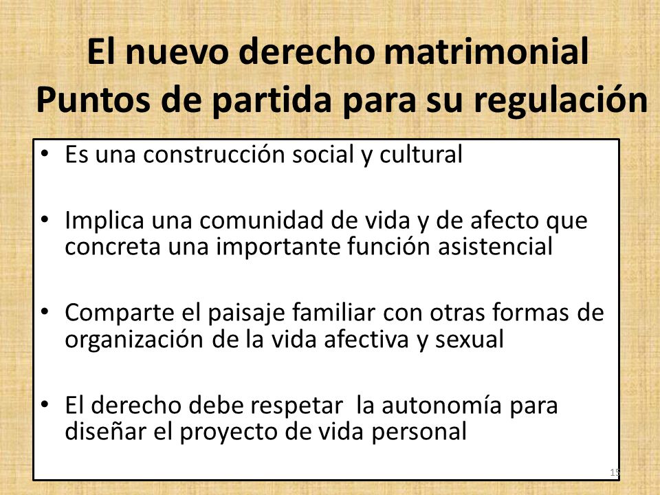 El nuevo derecho matrimonial Puntos de partida para su regulación