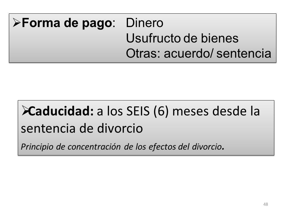Caducidad: a los SEIS (6) meses desde la sentencia de divorcio