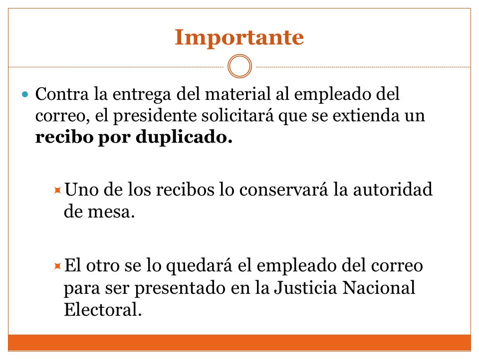 Importante Uno de los recibos lo conservará la autoridad de mesa.