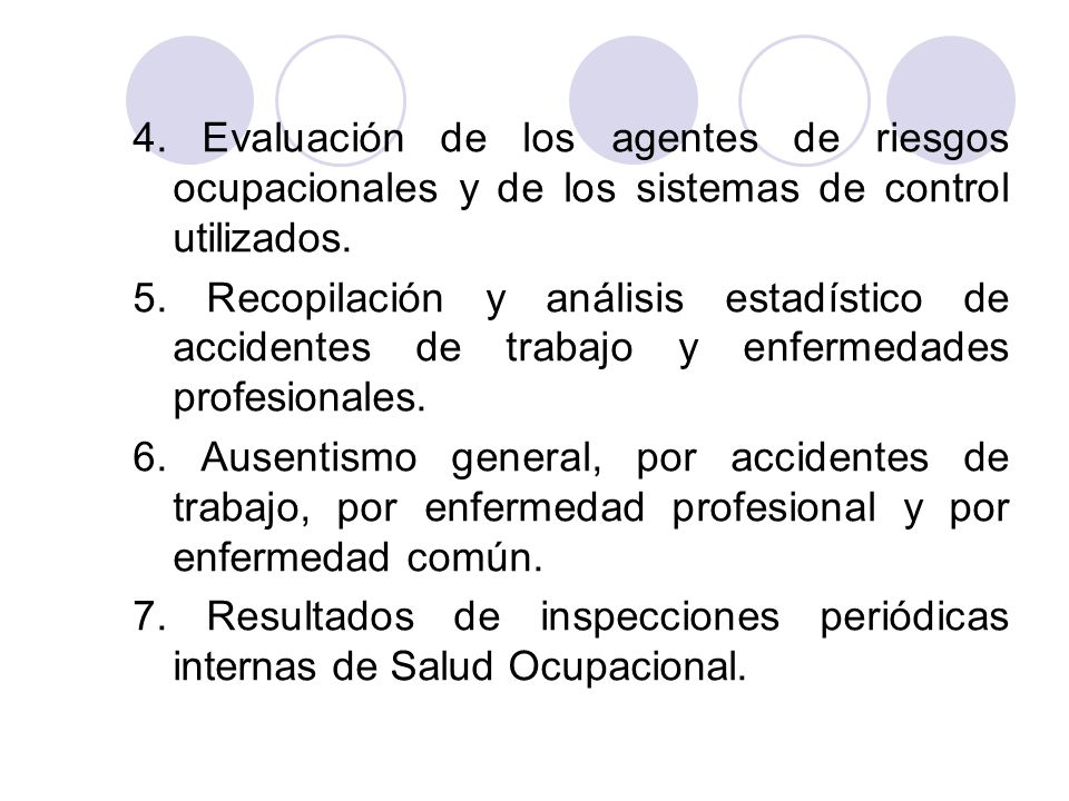 4. Evaluación de los agentes de riesgos ocupacionales y de los sistemas de control utilizados.